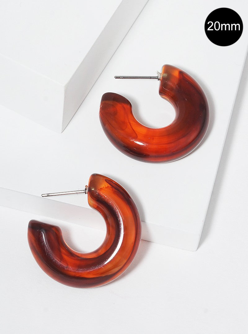20mm Marbled Resin Open Hoop Earrings