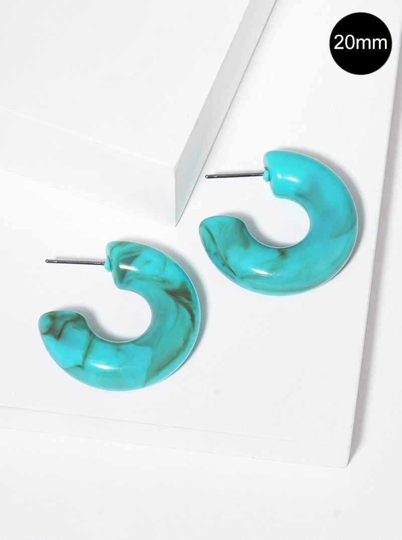 20mm Marbled Resin Open Hoop Earrings