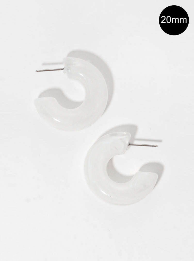 20mm Marbled Resin Open Hoop Earrings