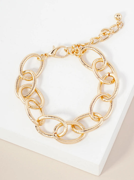 20mm Metal Textured Link Chain Bracelet