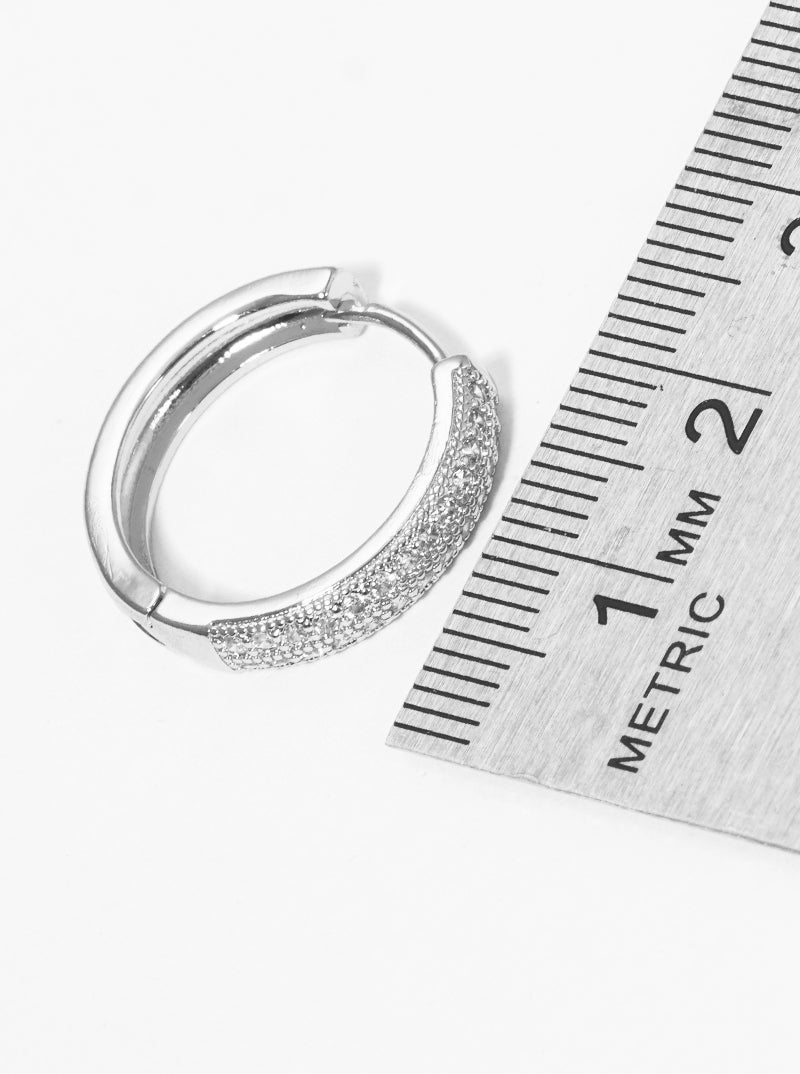 20mm Micro Pave Set Cubic Zirconia Huggie Hoop Earrings