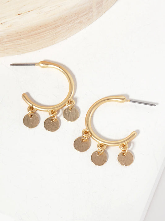 20mm Open Hoop Earrings With Disc Charms