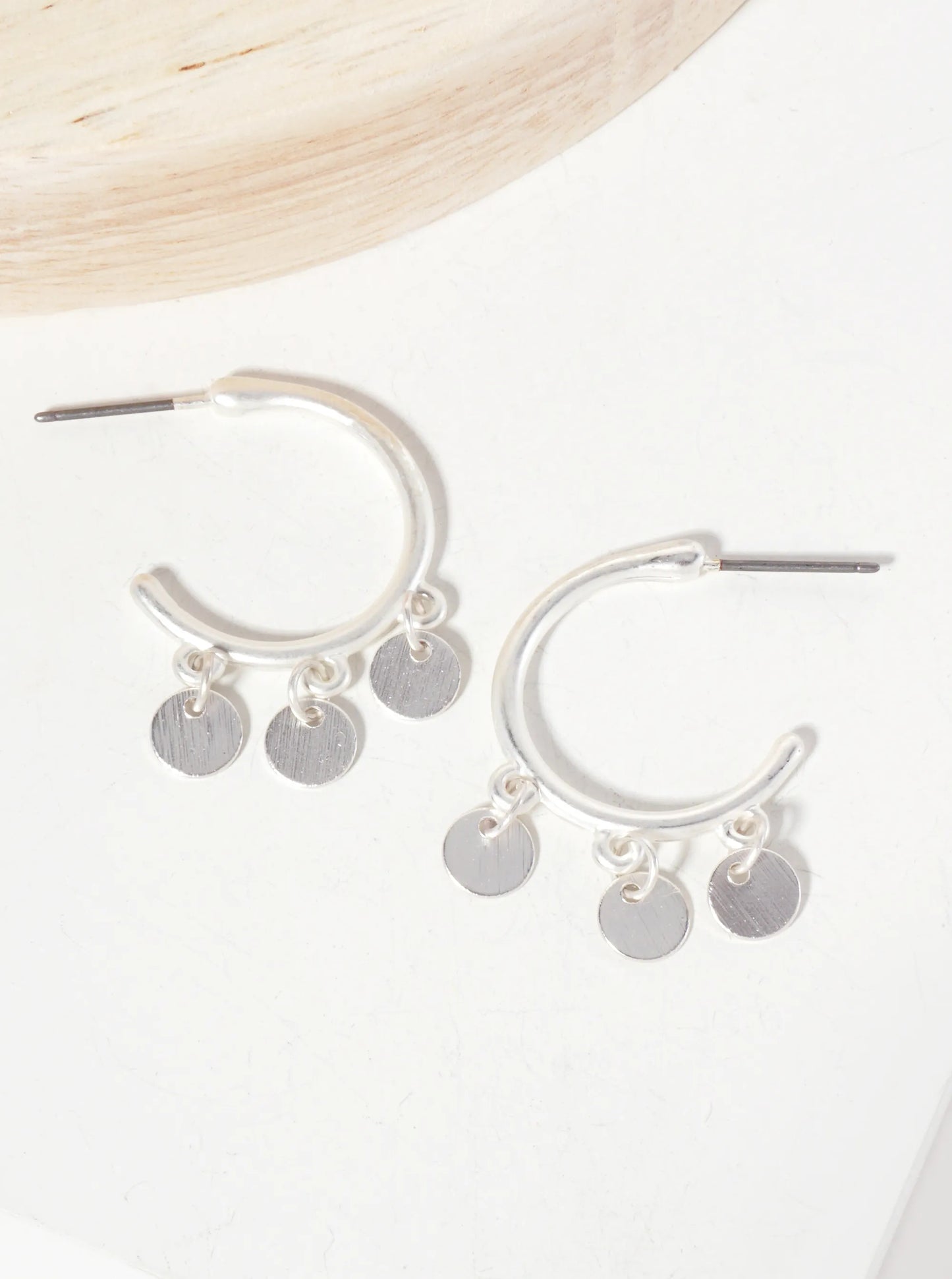 20mm Open Hoop Earrings With Disc Charms