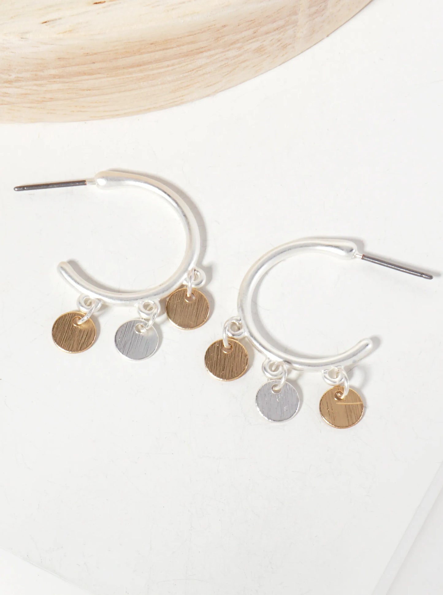 20mm Open Hoop Earrings With Disc Charms