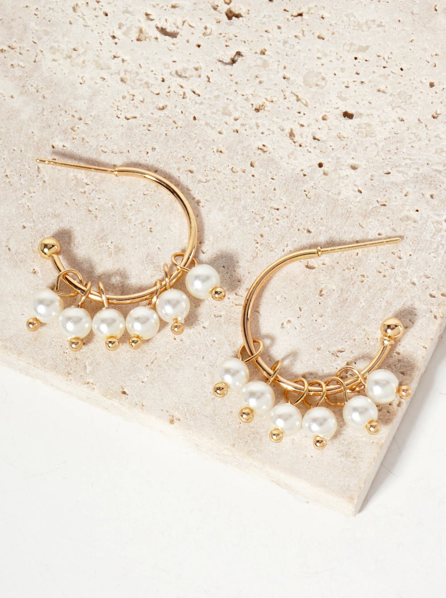 20mm Open Hoop Earrings With Pearl Cluster Accent
