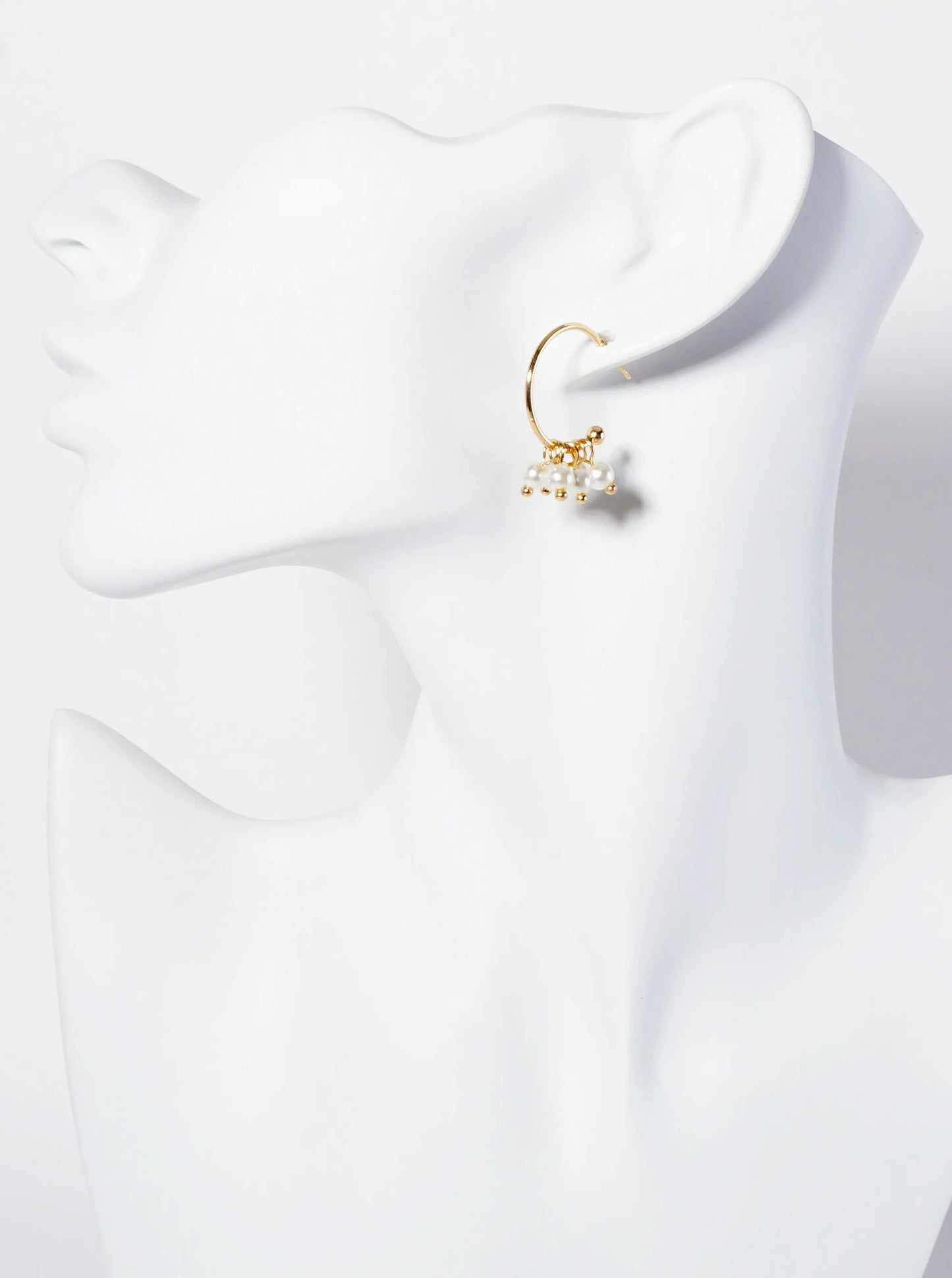 20mm Open Hoop Earrings With Pearl Cluster Accent