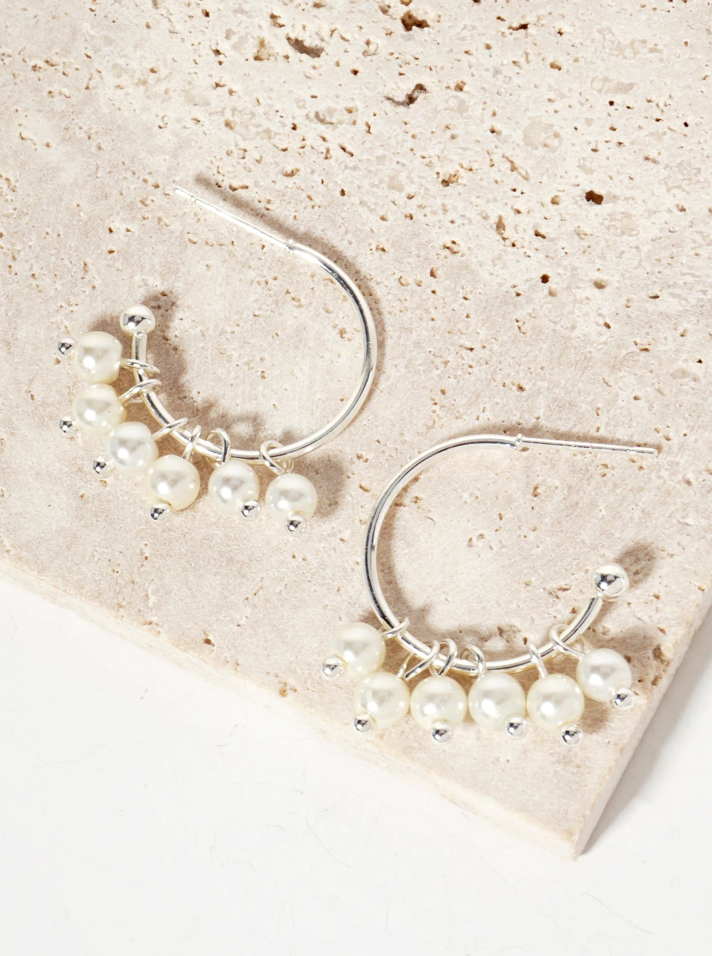 20mm Open Hoop Earrings With Pearl Cluster Accent
