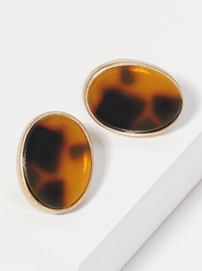 20mm Oval-Shaped Acetate Button Stud Earrings