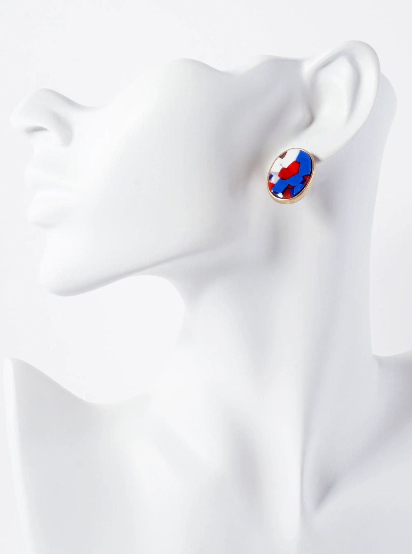 20mm Oval-Shaped Acetate Button Stud Earrings