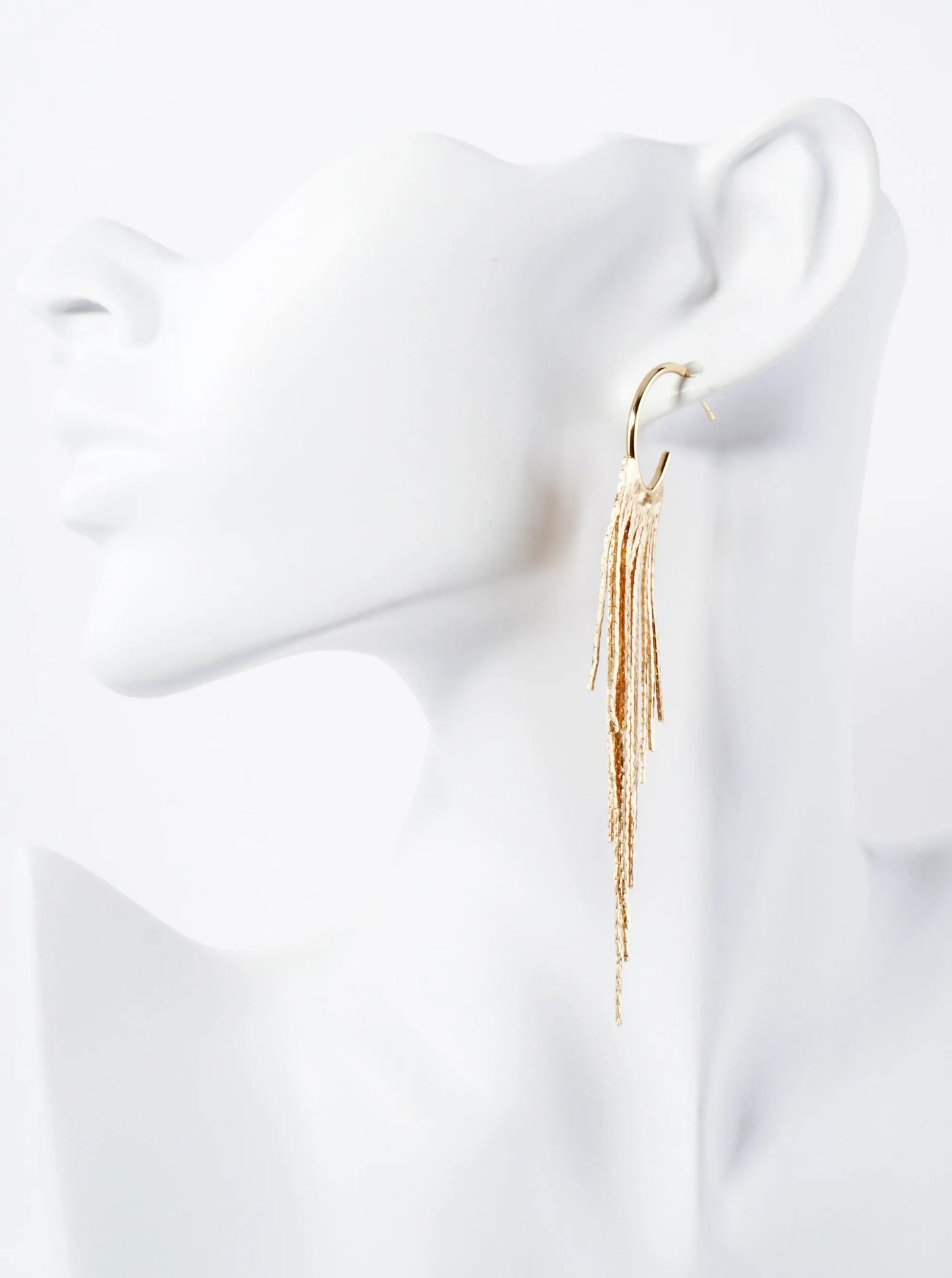 20mm Oval Shaped Open Hoop Chain Fringe Drop Earrings