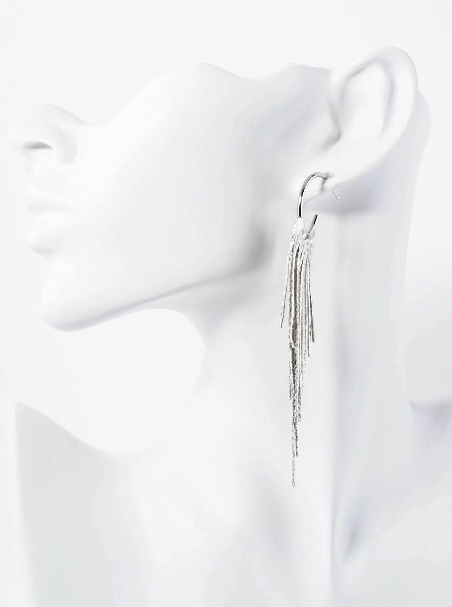 20mm Oval Shaped Open Hoop Chain Fringe Drop Earrings