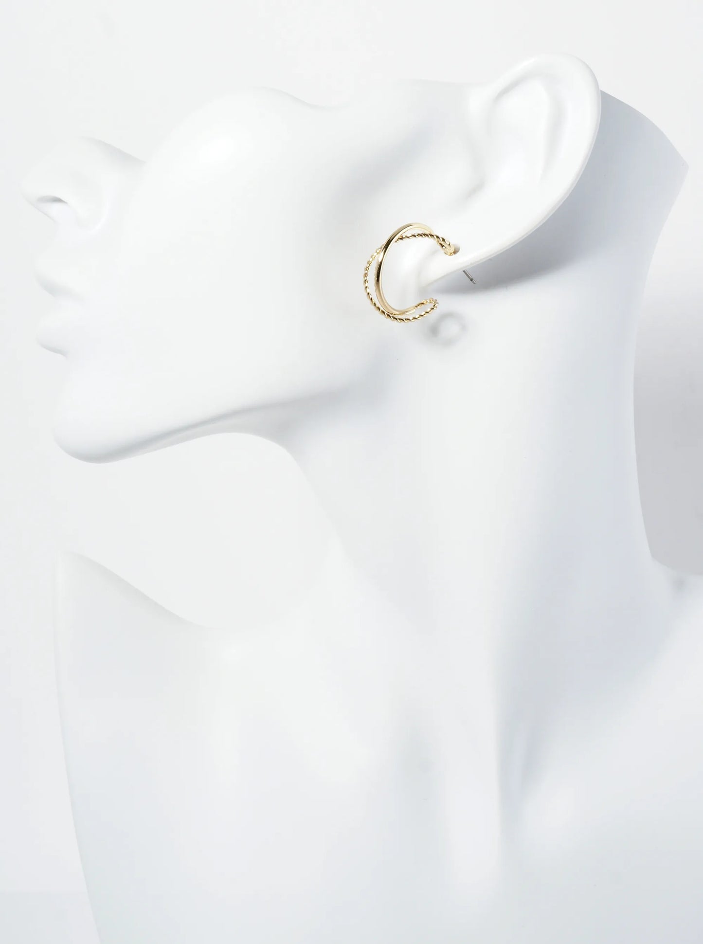 20mm Overlapping Textured 14K-Gold-Dipped Open Hoop Earrings