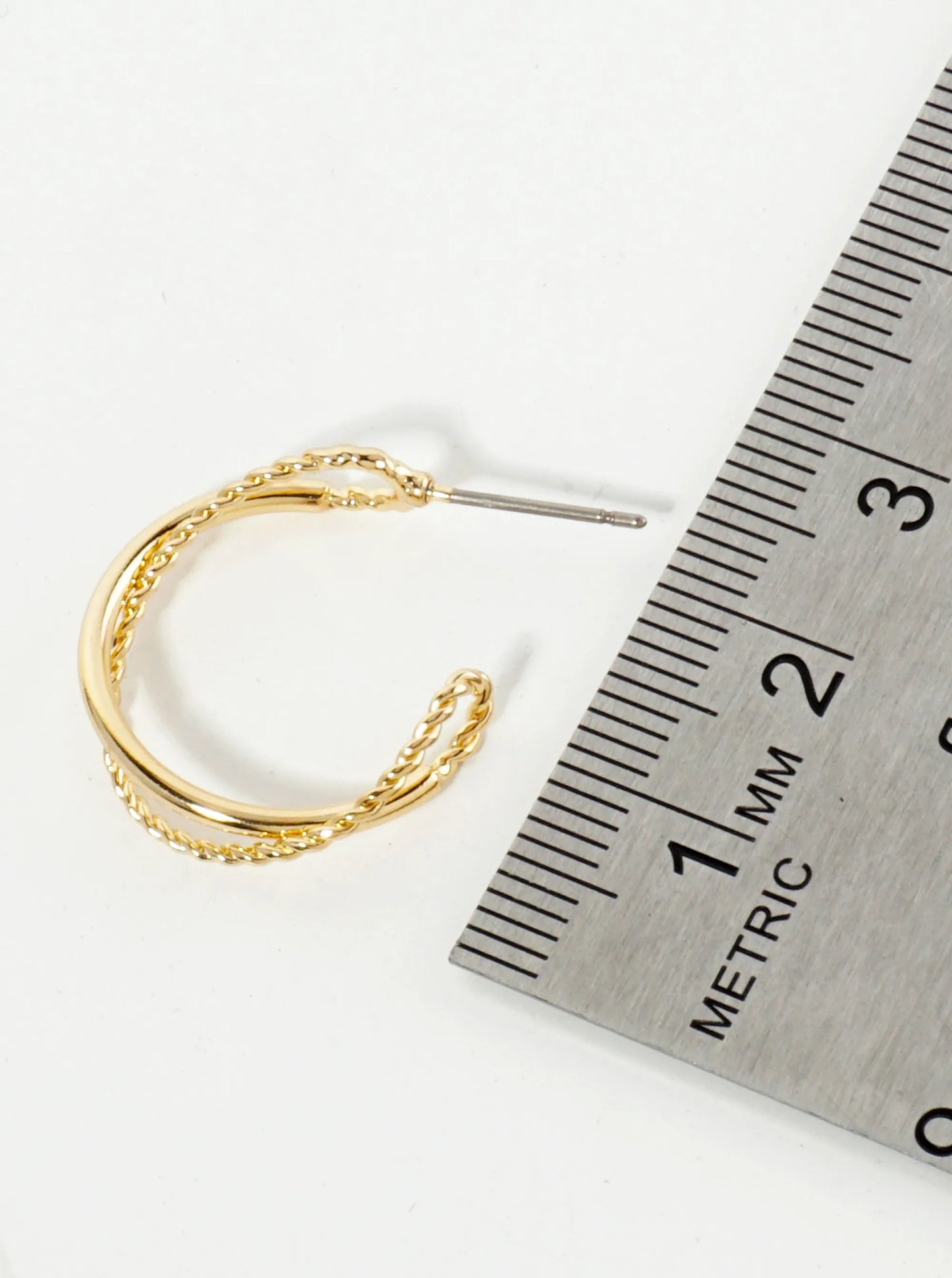 20mm Overlapping Textured 14K-Gold-Dipped Open Hoop Earrings