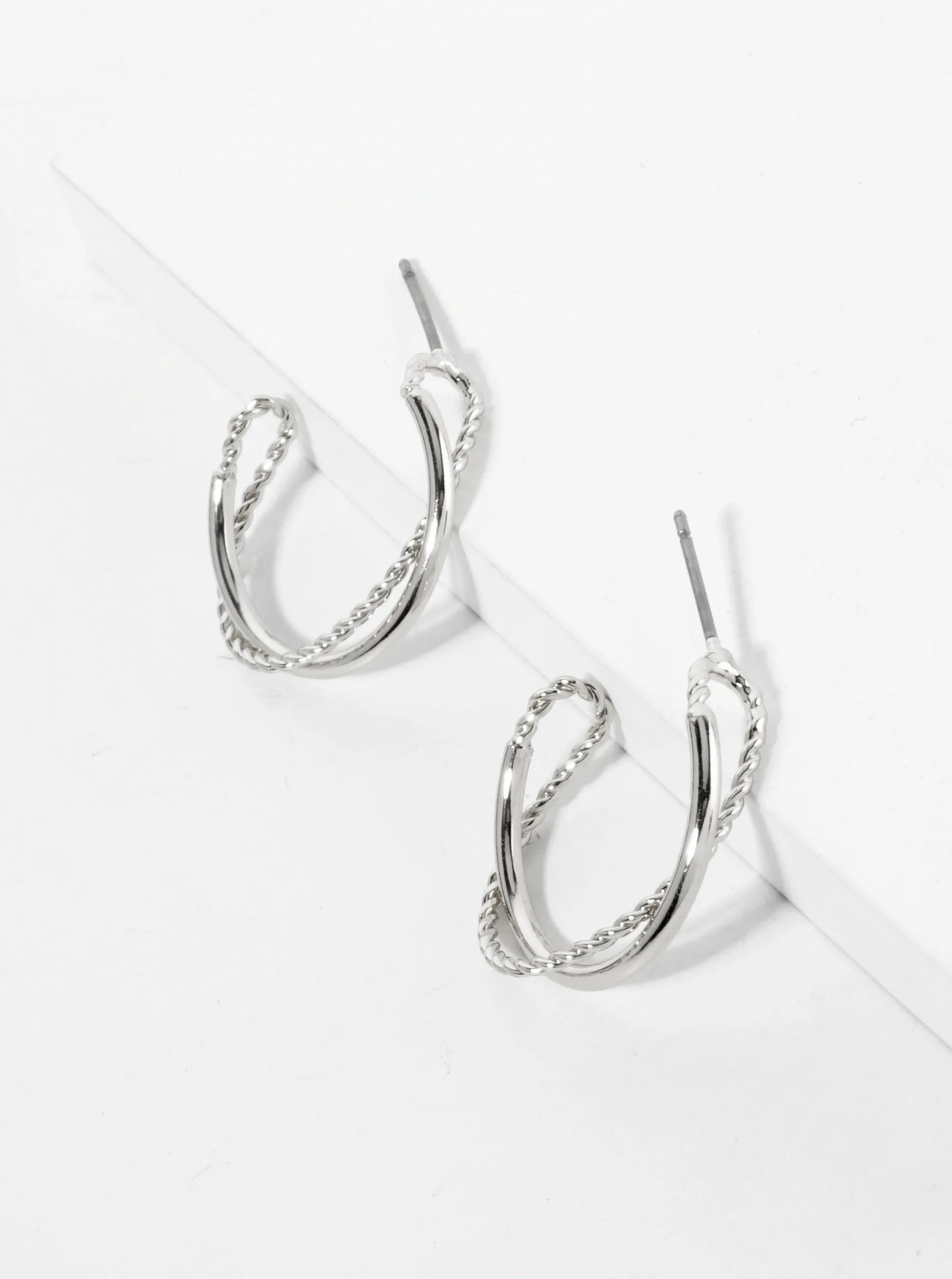 20mm Overlapping Textured 14K-Gold-Dipped Open Hoop Earrings