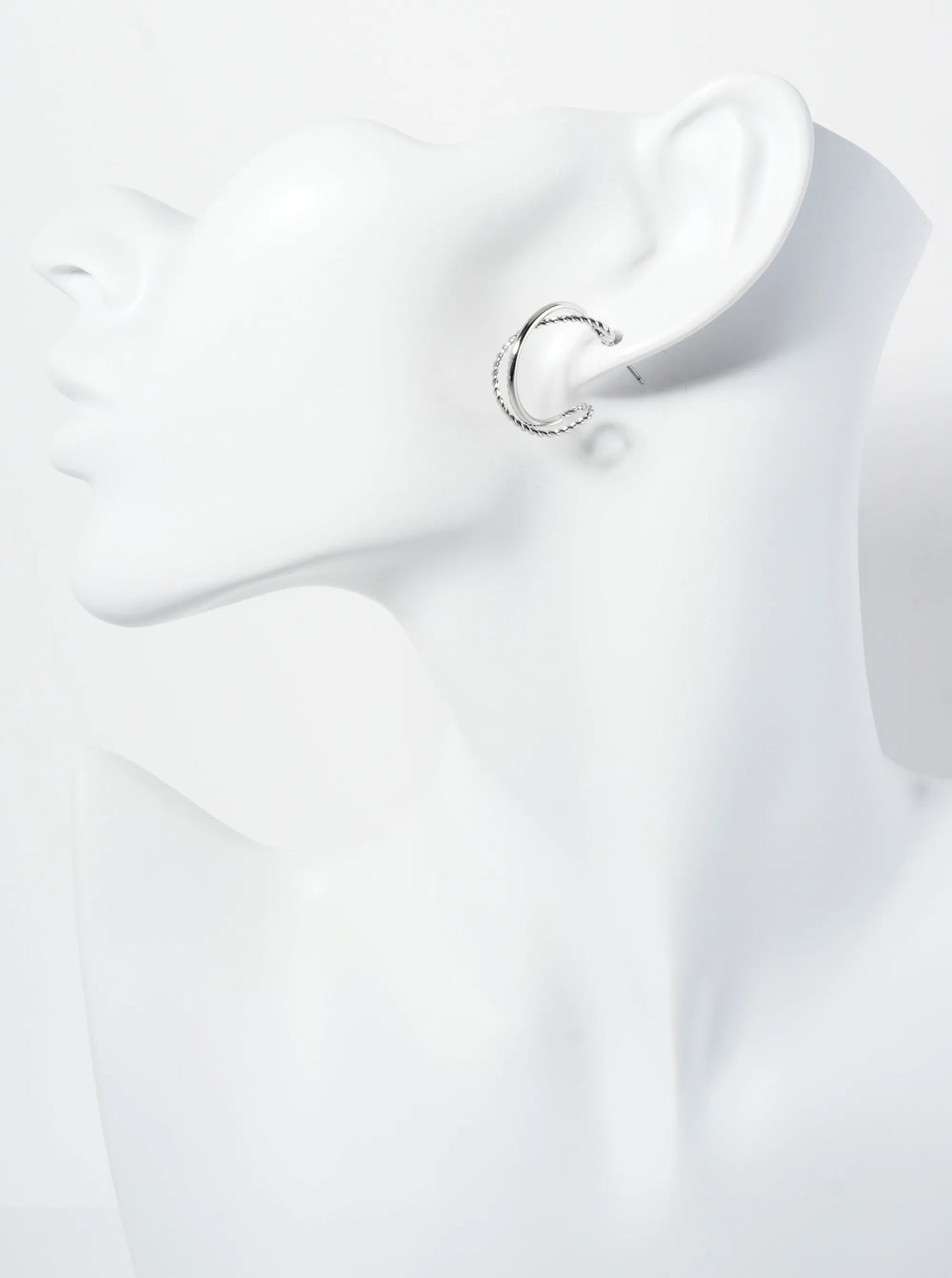 20mm Overlapping Textured 14K-Gold-Dipped Open Hoop Earrings