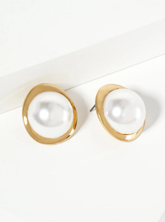 20mm Pearl Button Post Stud Earrings