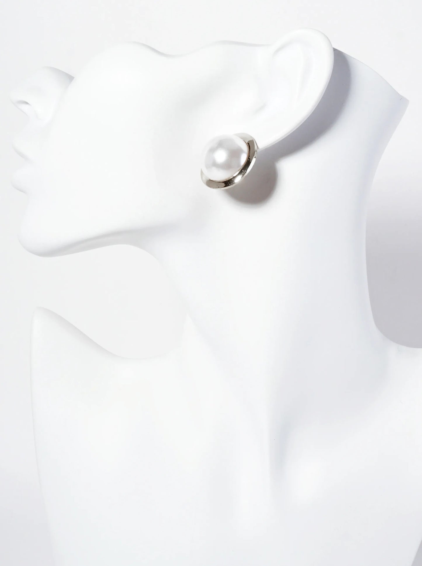 20mm Pearl Button Post Stud Earrings