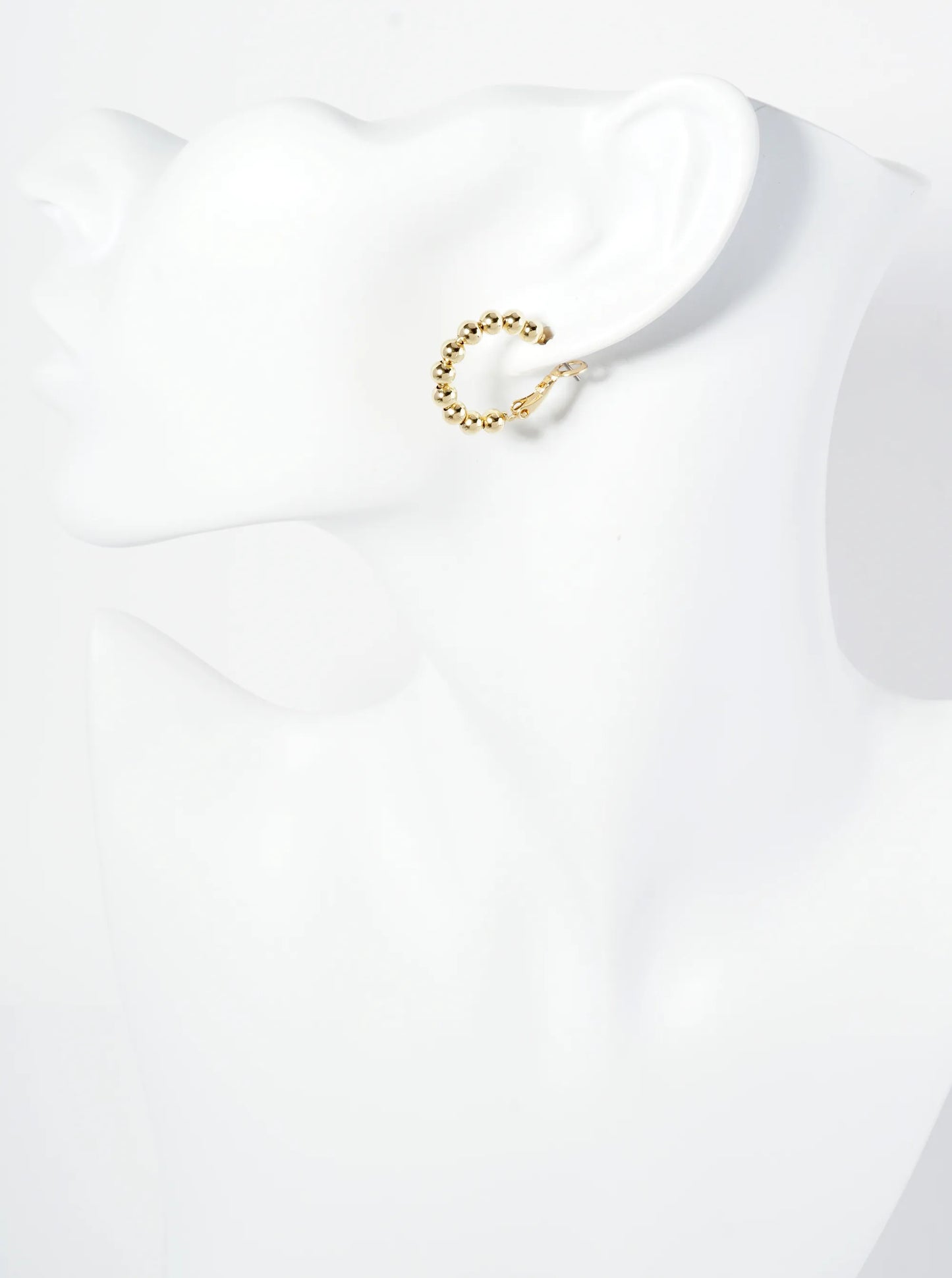 20mm Polished 14K-Gold-Dipped Ball Beaded Latch-Back Hoop Earrings