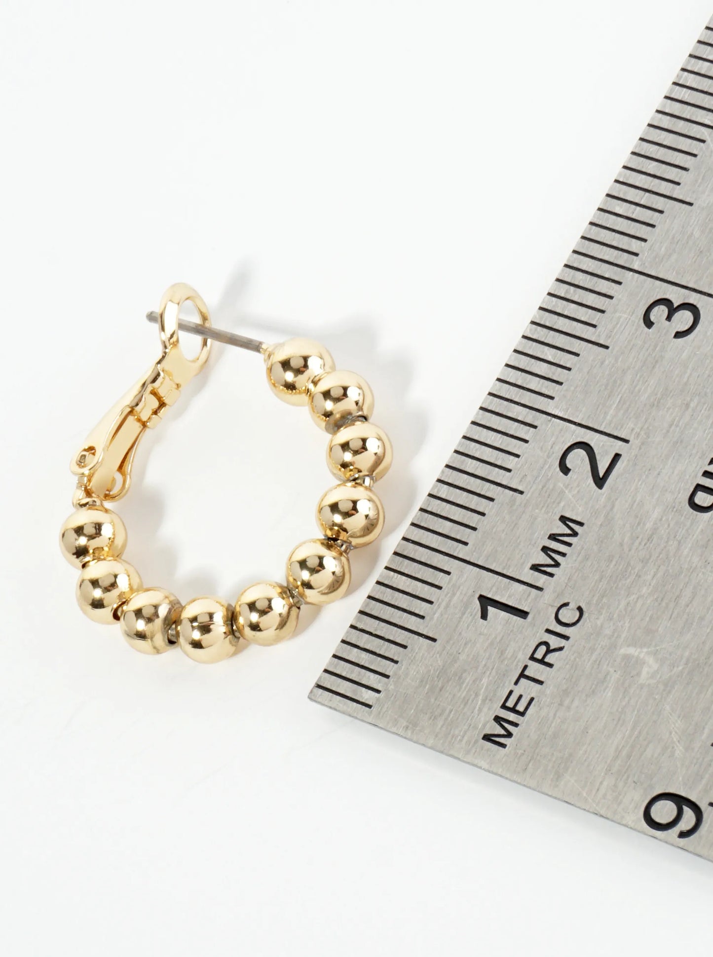 20mm Polished 14K-Gold-Dipped Ball Beaded Latch-Back Hoop Earrings