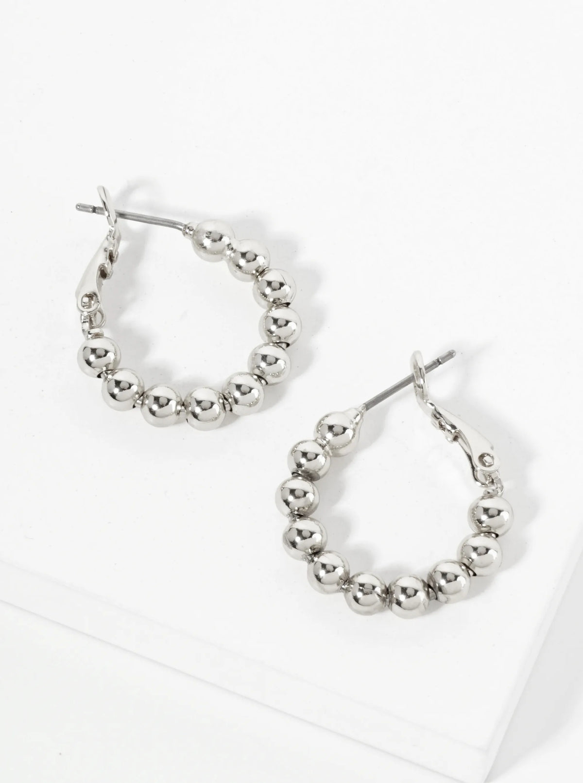20mm Polished 14K-Gold-Dipped Ball Beaded Latch-Back Hoop Earrings