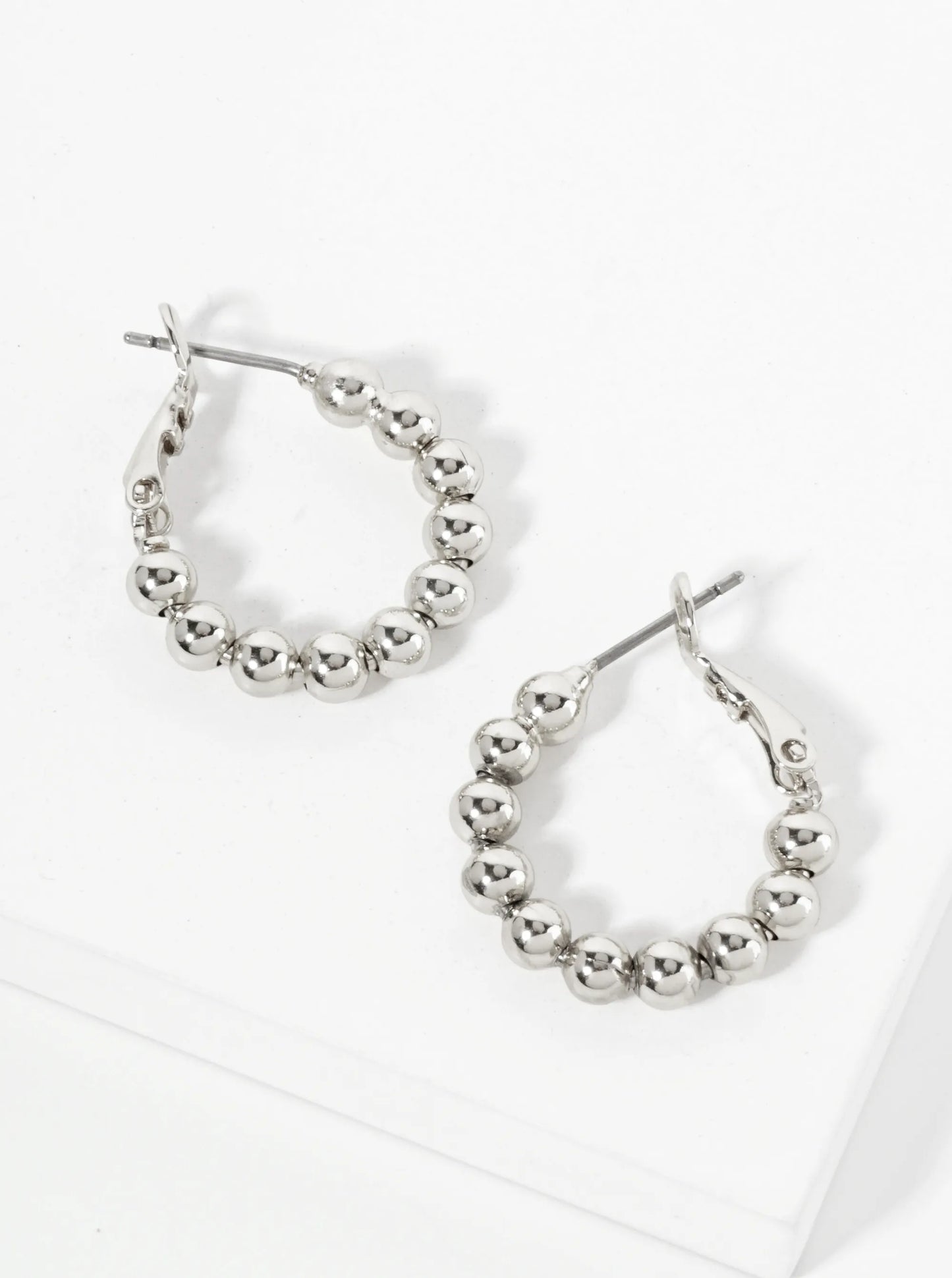 20mm Polished 14K-Gold-Dipped Ball Beaded Latch-Back Hoop Earrings