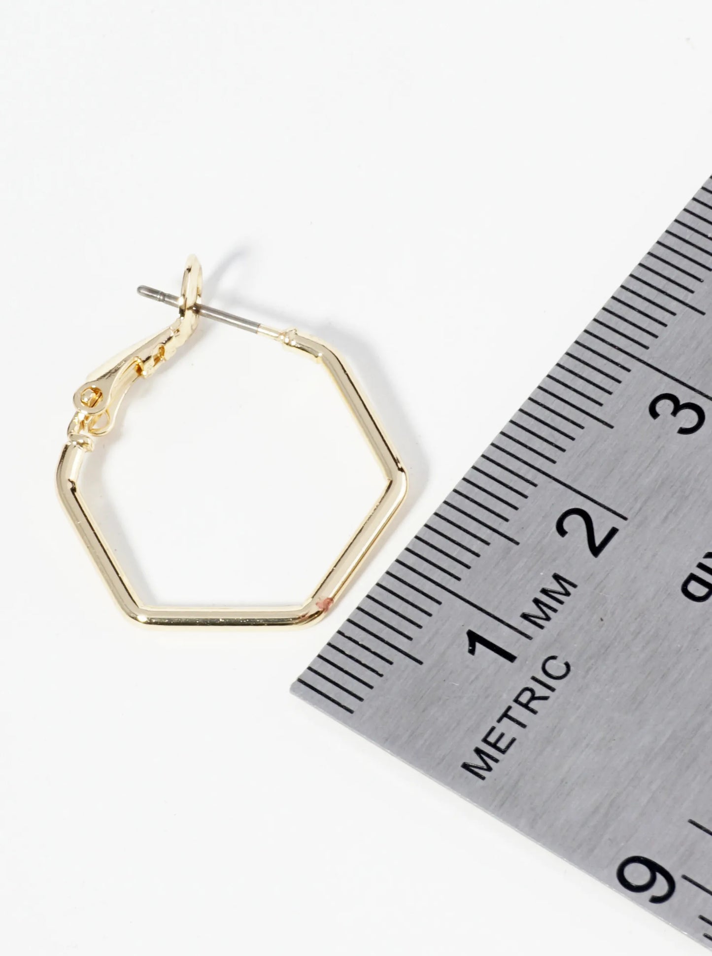 20mm Polished 14K-Gold-Dipped Hexagon Latch Back Hoop Earrings
