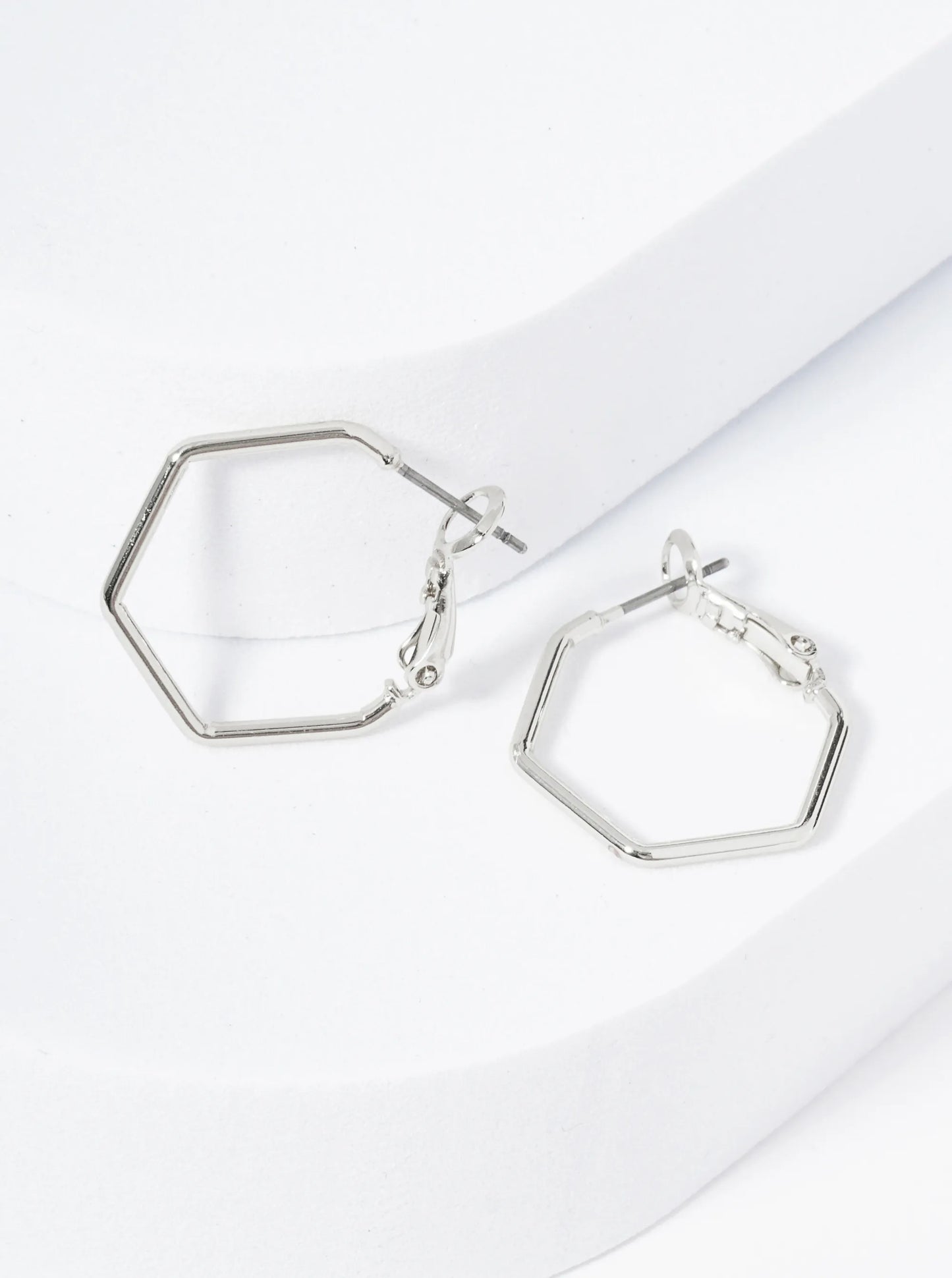 20mm Polished 14K-Gold-Dipped Hexagon Latch Back Hoop Earrings