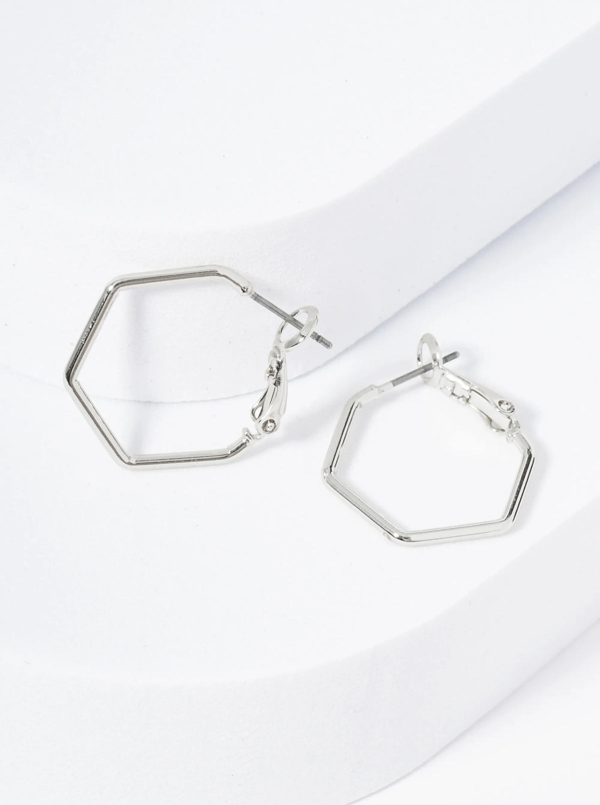 20mm Polished 14K-Gold-Dipped Hexagon Latch Back Hoop Earrings