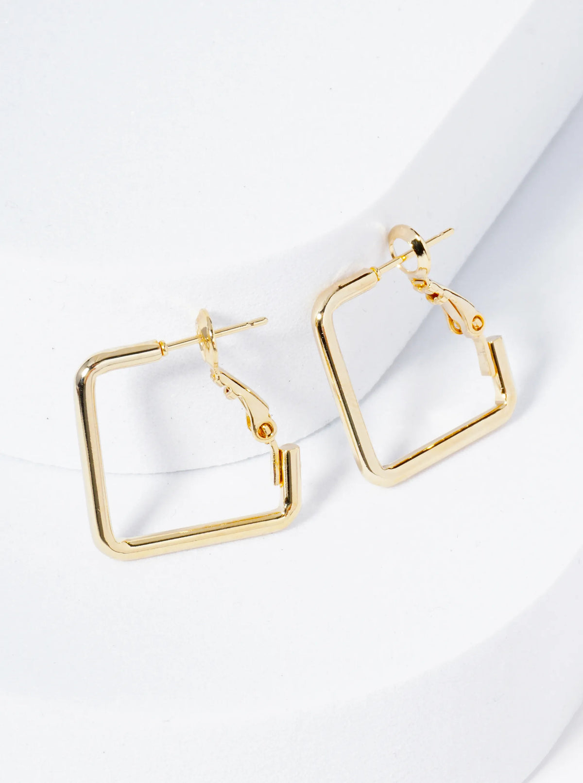20mm Polished 14K-Gold-Dipped Square Latch Back Hoop Earrings