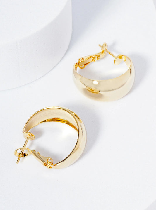 20mm Polished 14K-Gold-Dipped Tapered Latch Back Hoop Earrings