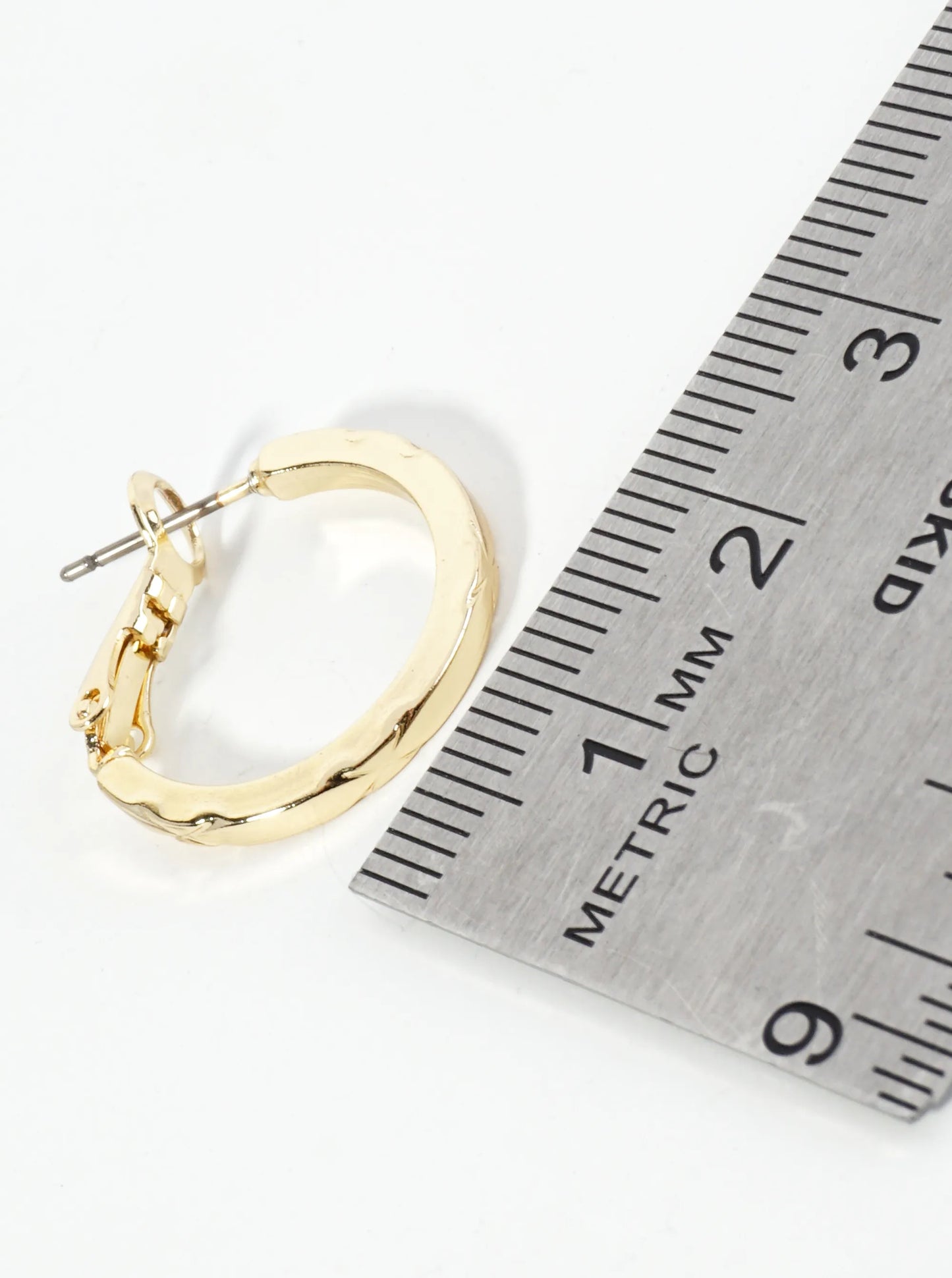 20mm Polished 14K-Gold-Dipped X Pattern Latch-Back Hoop Earrings