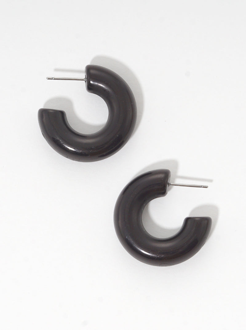 20mm Resin Solid Color Hoop Earrings Black
