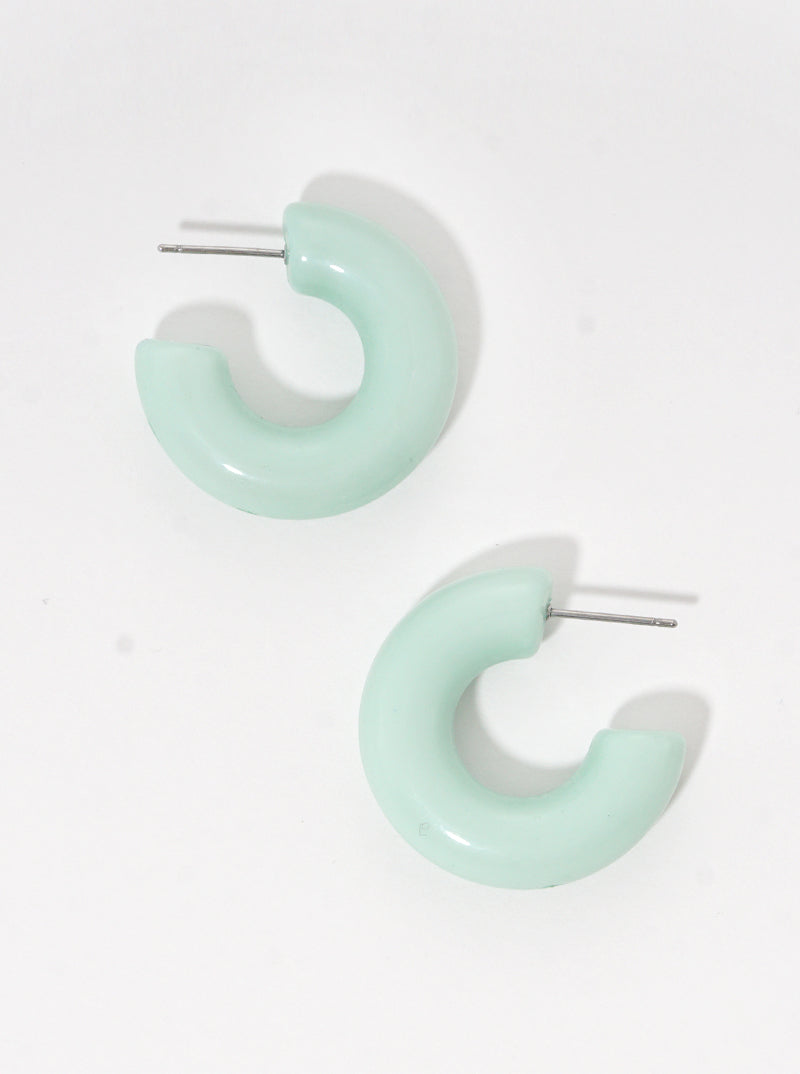 20mm Resin Solid Color Hoop Earrings Mint