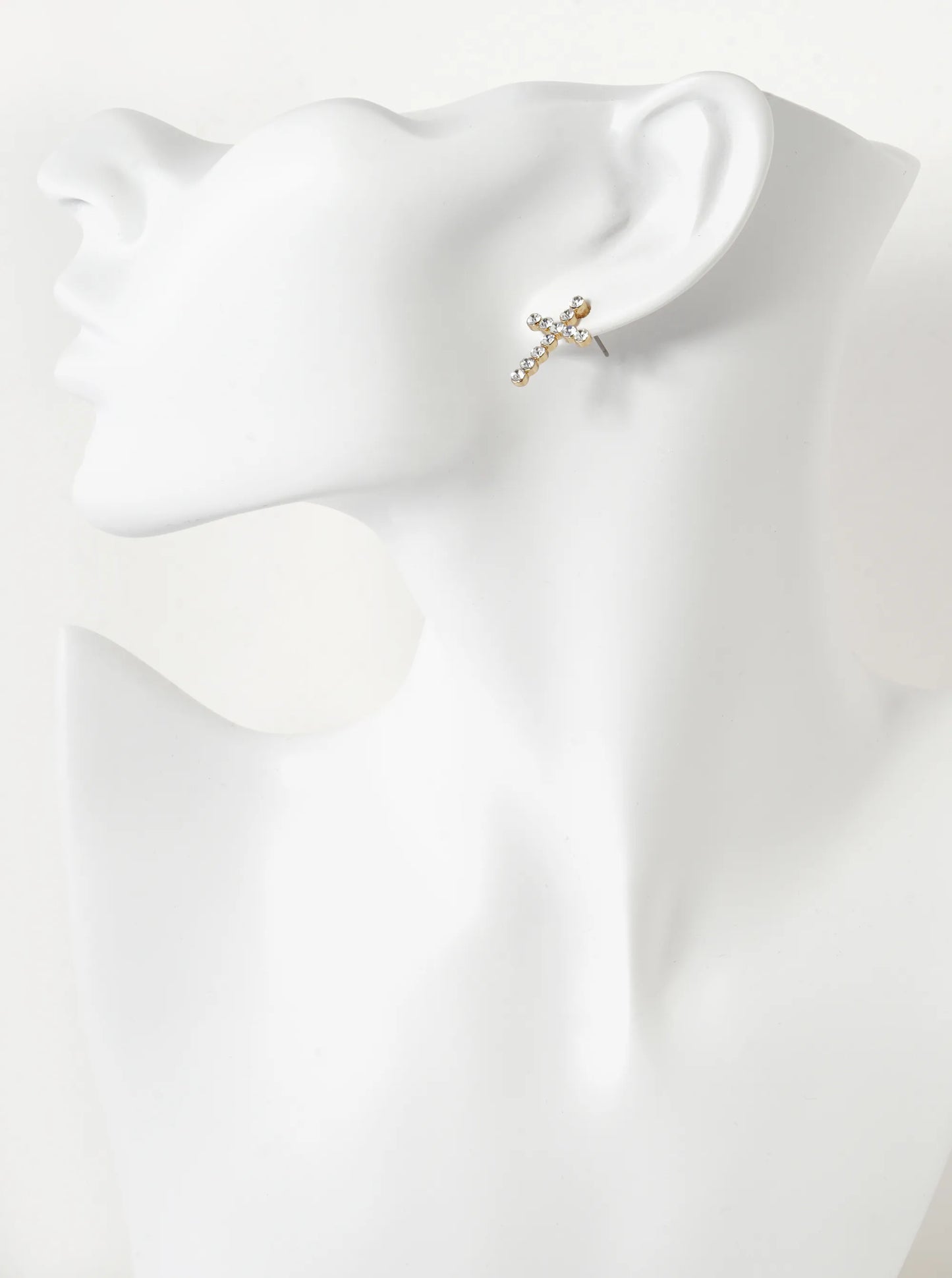 20mm Rhinestone Cross Stud Earrings