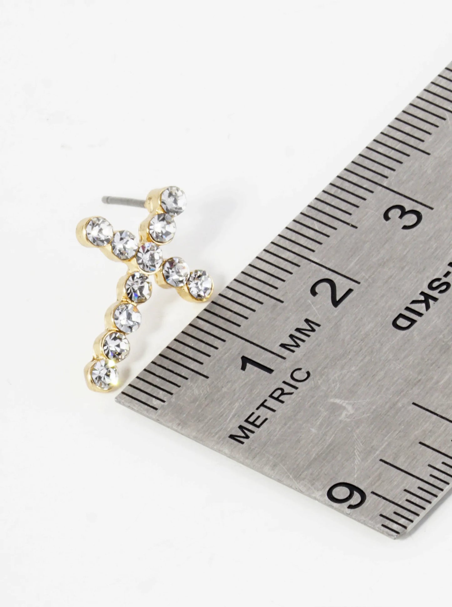 20mm Rhinestone Cross Stud Earrings