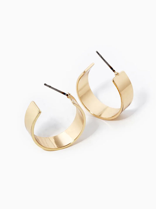 20mm Simple Wide Brass Hoop Earrings