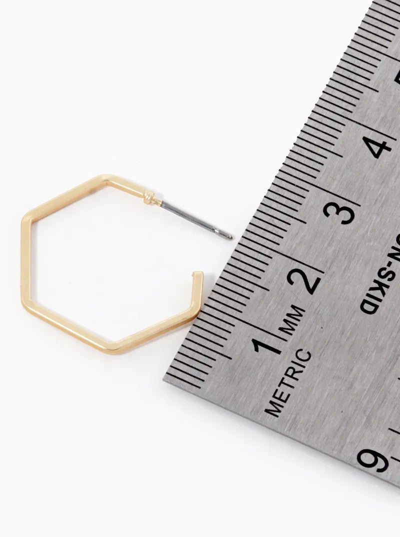 20mm Skinny Hexagon Open Hoop Earrings