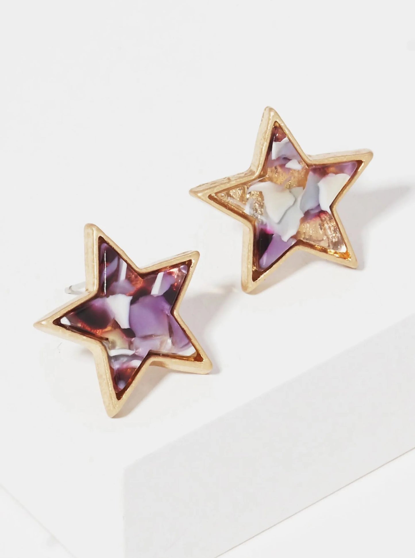 20mm Star-Shaped Acetate Button Stud Earrings