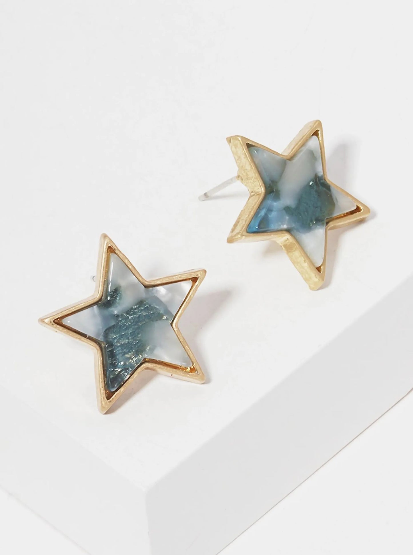 20mm Star-Shaped Acetate Button Stud Earrings