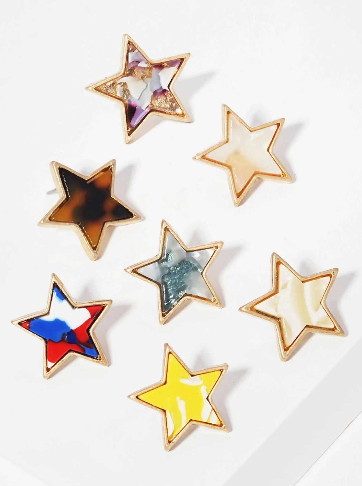 20mm Star-Shaped Acetate Button Stud Earrings