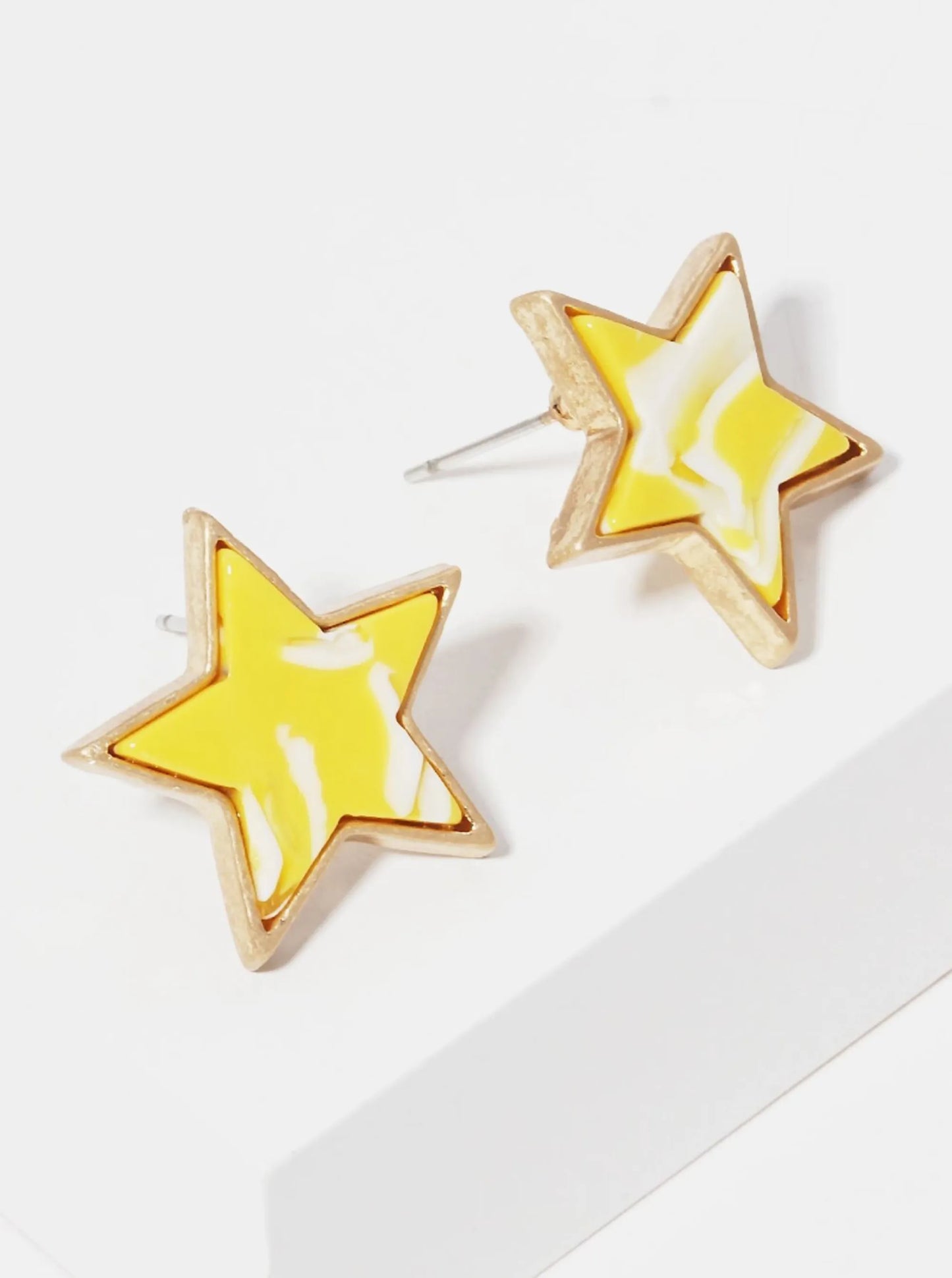 20mm Star-Shaped Acetate Button Stud Earrings
