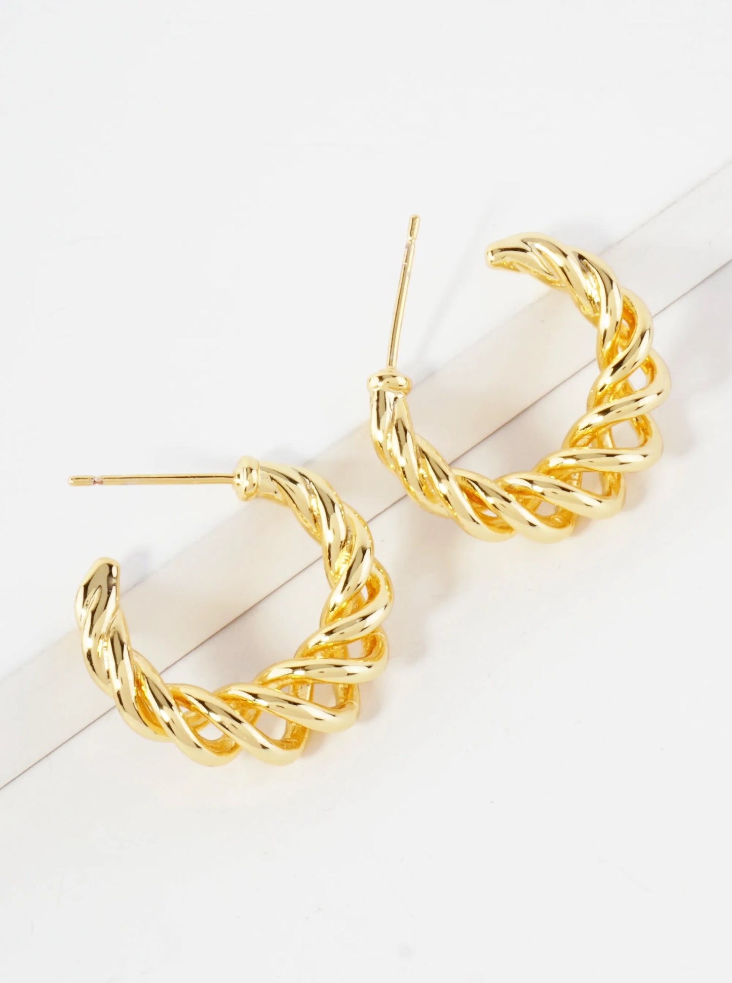 20mm Tapered Twist Wire 14K-Gold-Dipped Brass Hoop Earrings