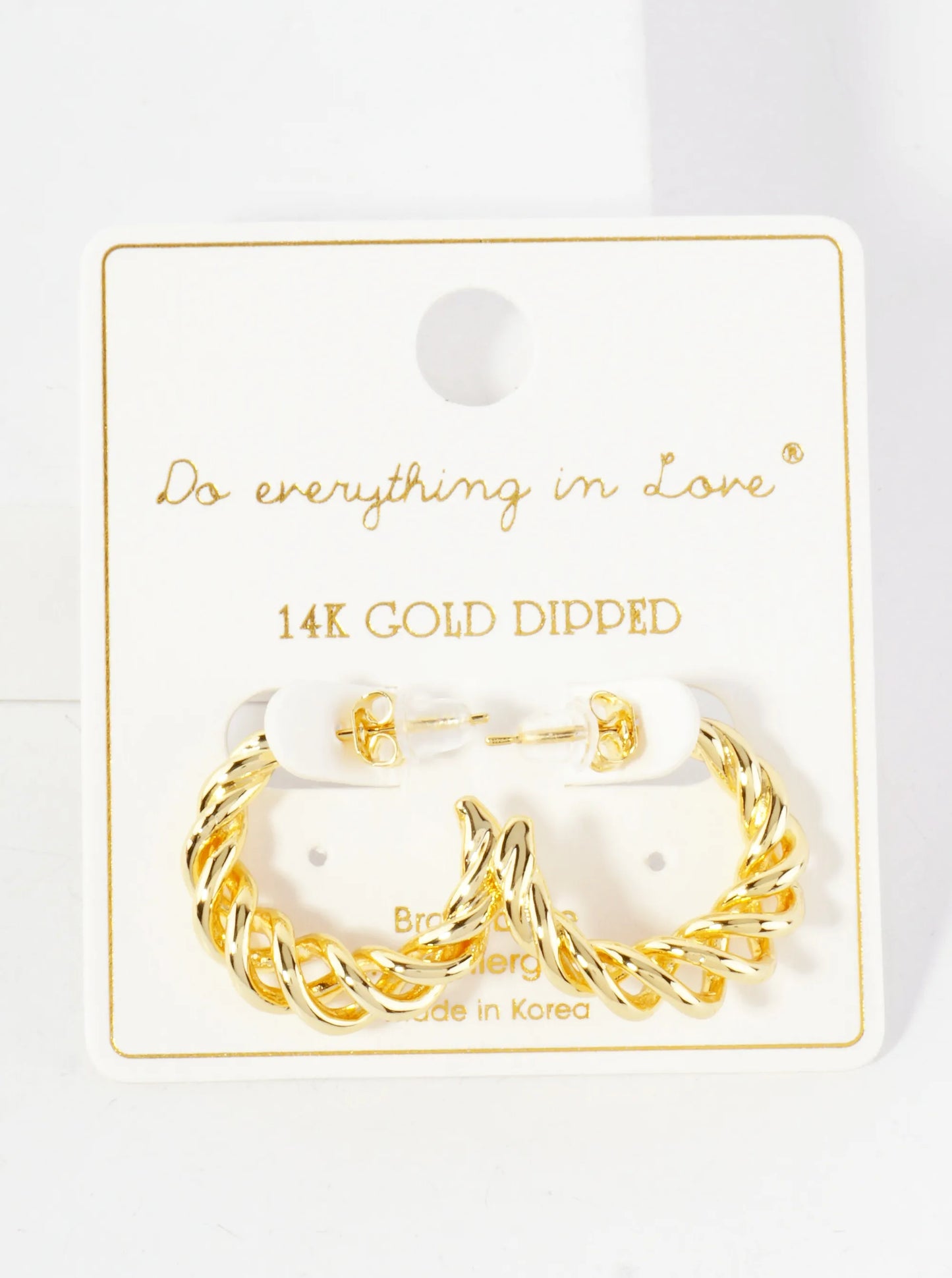 20mm Tapered Twist Wire 14K-Gold-Dipped Brass Hoop Earrings