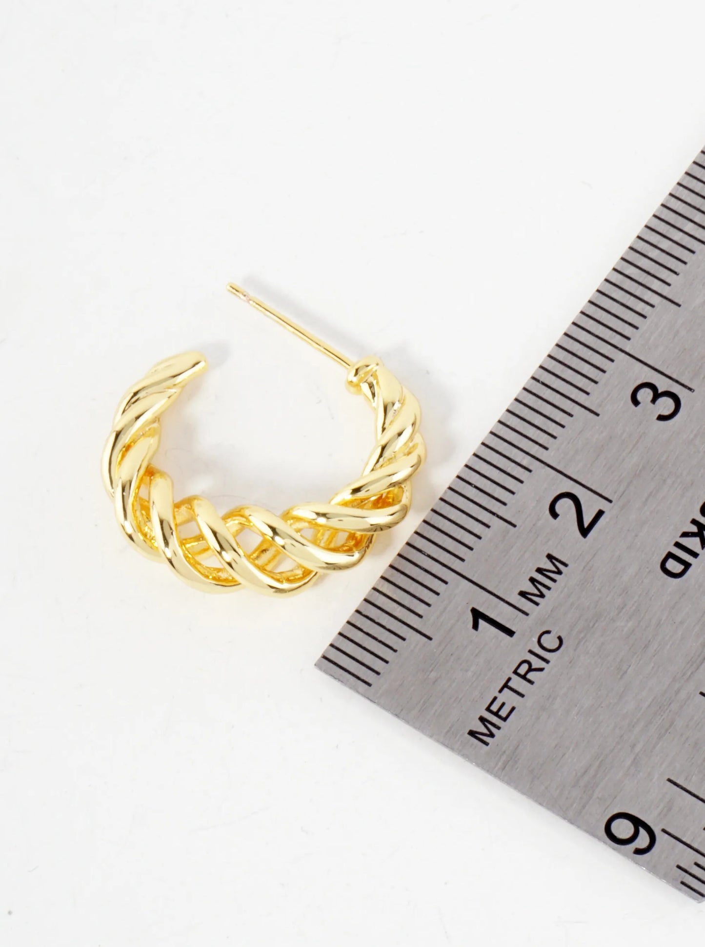 20mm Tapered Twist Wire 14K-Gold-Dipped Brass Hoop Earrings