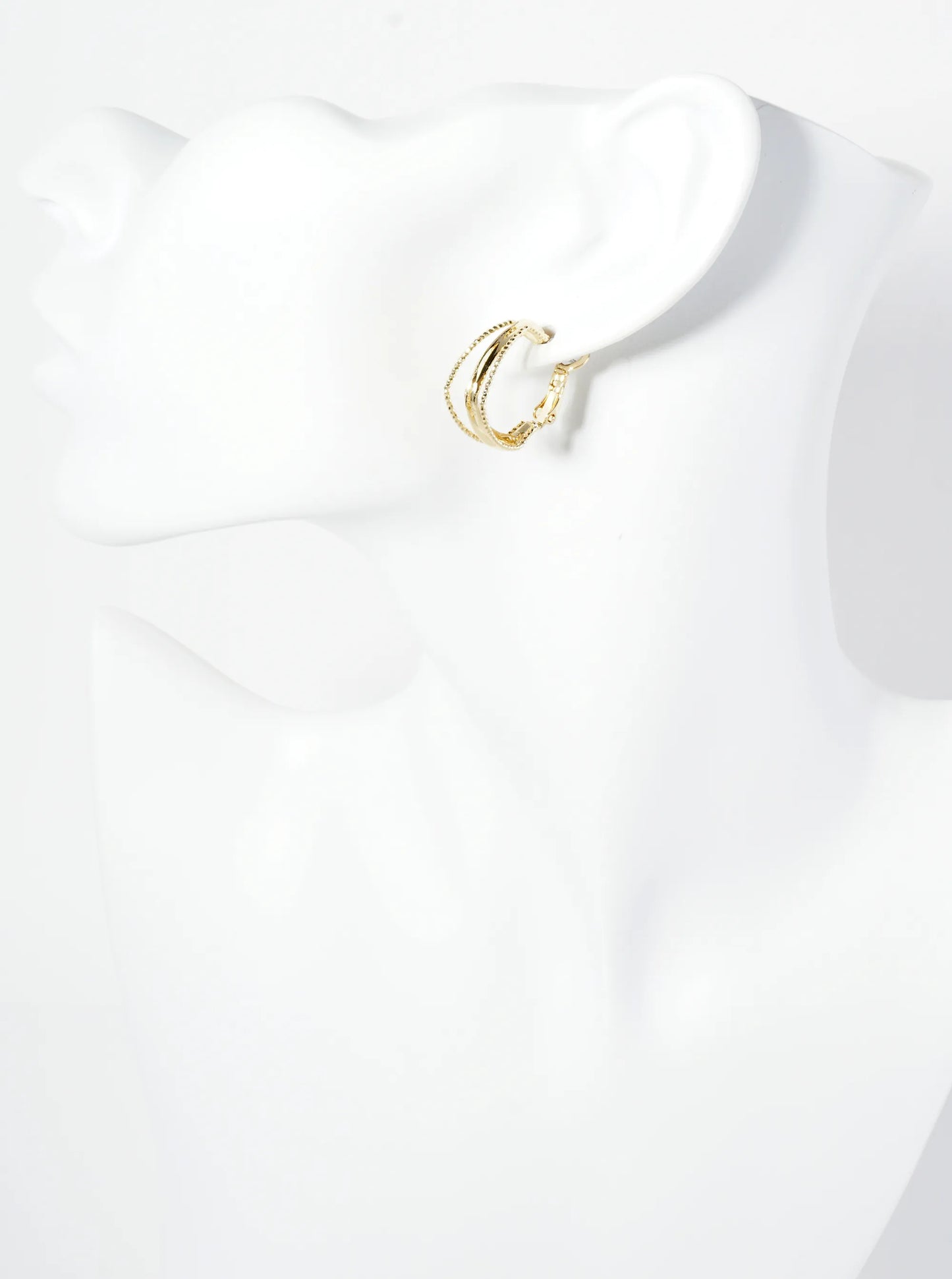 20mm Textured 14K-Gold-Dipped Layered Square Latch-Back Hoop Earrings