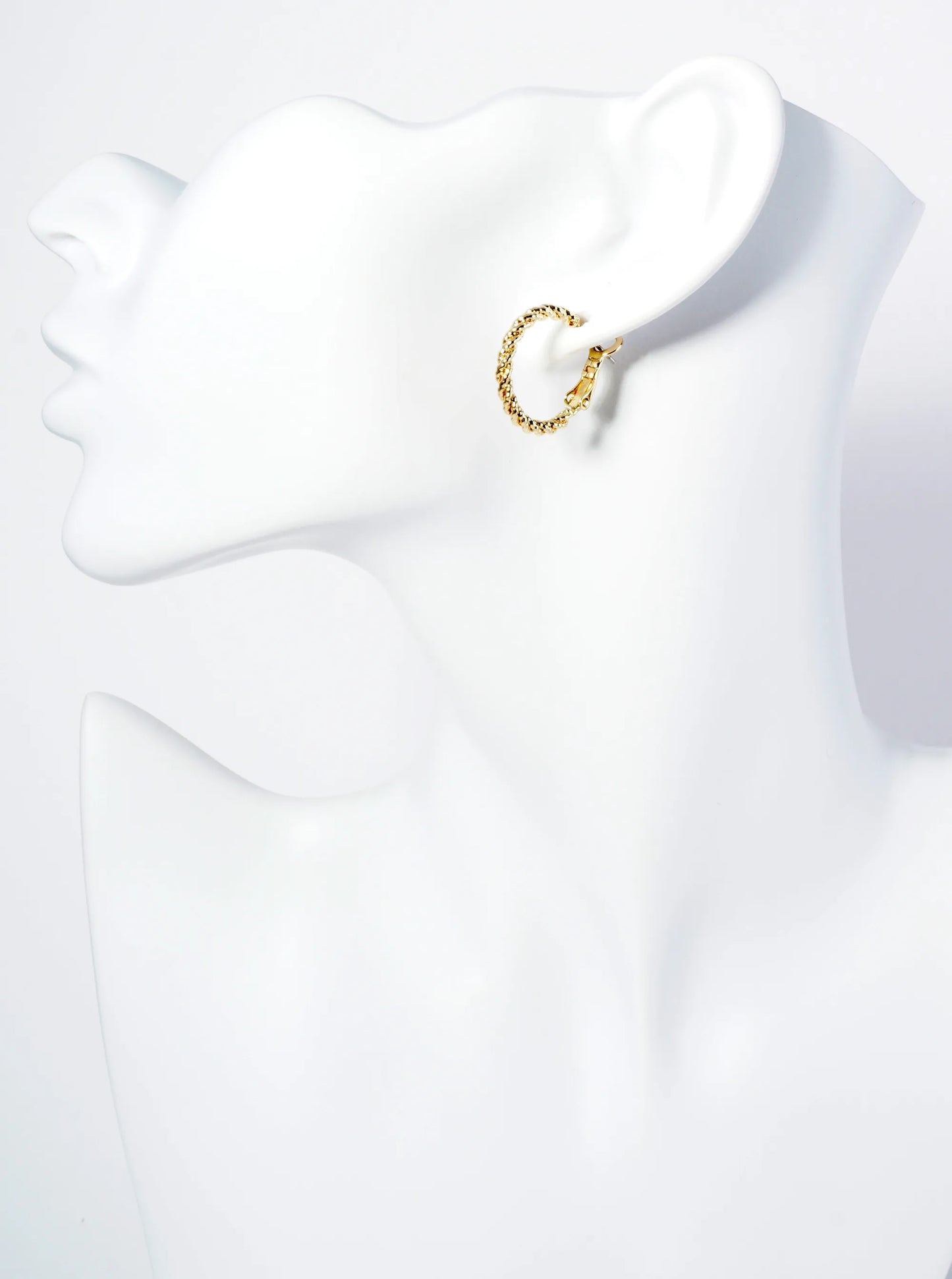 20mm Textured 14K-Gold-Dipped Rope Latch Back Hoop Earrings