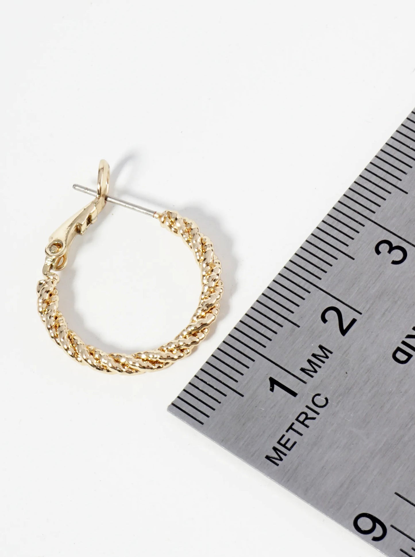 20mm Textured 14K-Gold-Dipped Rope Latch Back Hoop Earrings