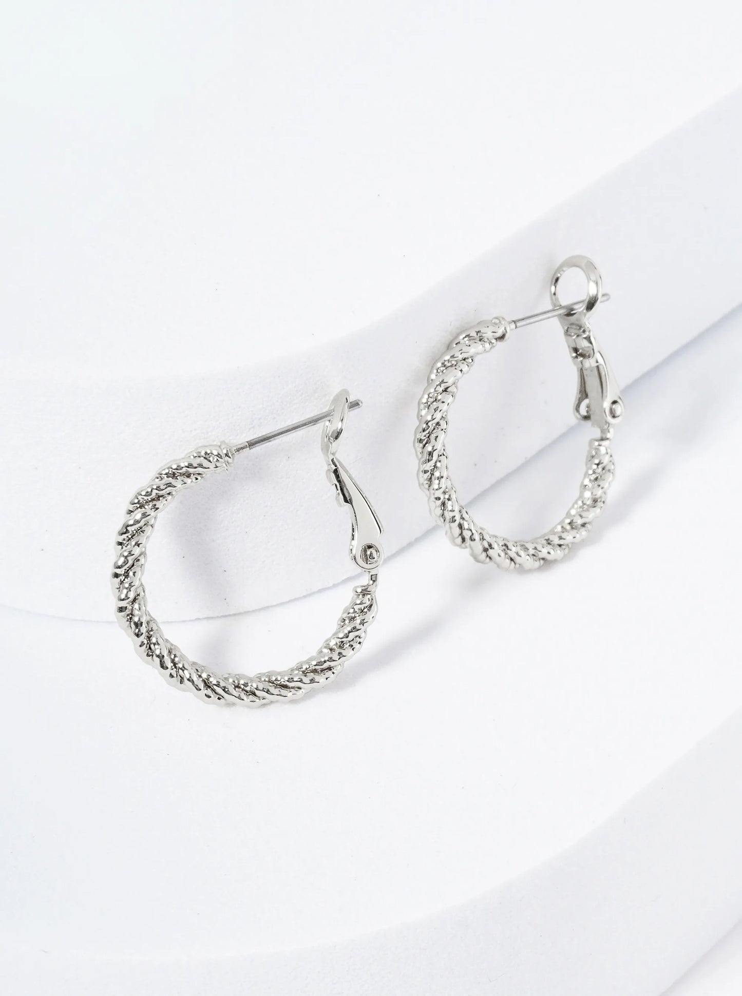 20mm Textured 14K-Gold-Dipped Rope Latch Back Hoop Earrings
