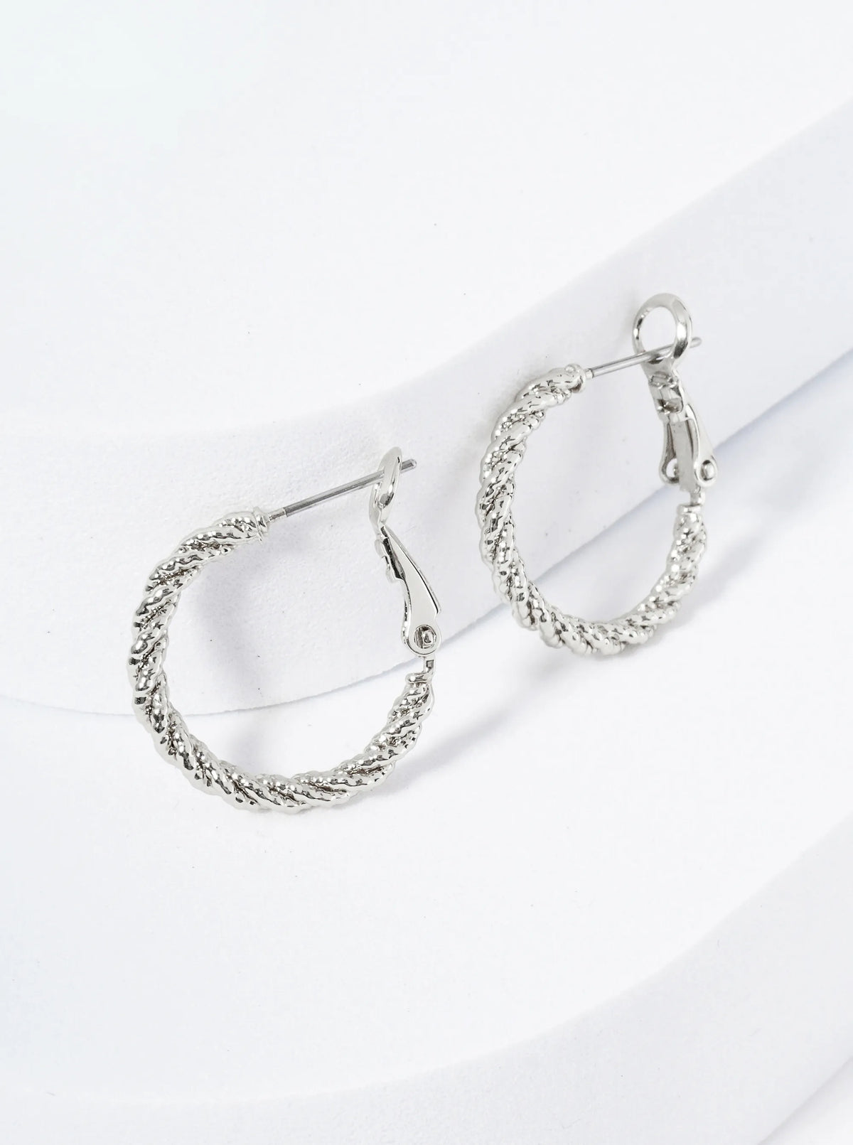 20mm Textured 14K-Gold-Dipped Rope Latch Back Hoop Earrings