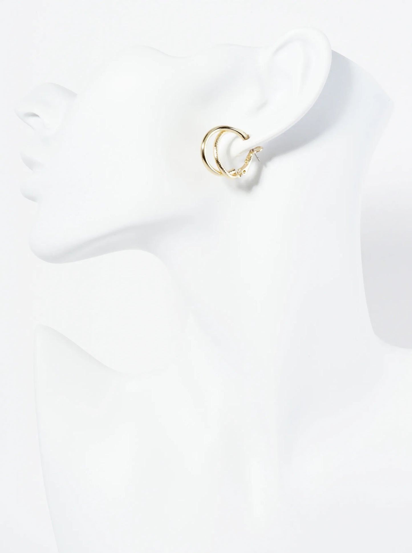 20mm Textured 14K-Gold-Dipped Two Interlocking Latch-Back Hoop Earrings